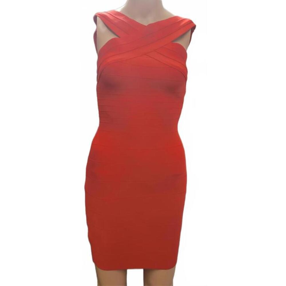 Women's Halter Red Bandage Dinner Fashion Sexy Bodycon Mini Dress Size Small